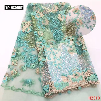 

YF HZGJMY Nigeria Lace Beaded Fabric 2019 High Quality African Lace Fabric Sequin Embroidery Wedding Net Lace Fabric A2310