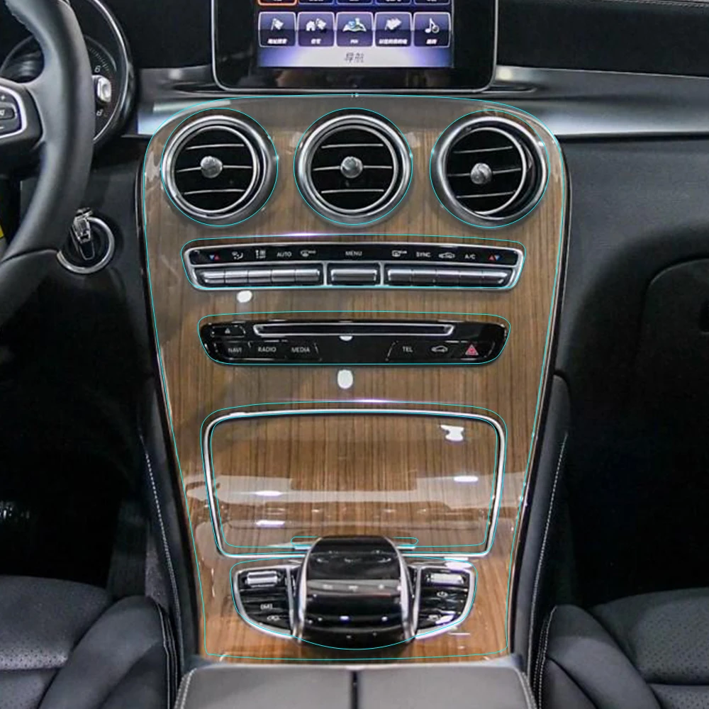 Car Interior Center Console Gear Panel Protective Film Self Healing Sticker For Mercedes Benz