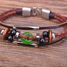 G52 серебристого цвета, новое Мода конопли кожа ручной работы из бисера браслет наручная повязка наручник s