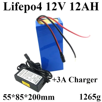 

Long cycle life Lifepo4 12V 12AH battery +3A cahrger for electric Mountain bike solar Street lamp Miner's light motor E-moped