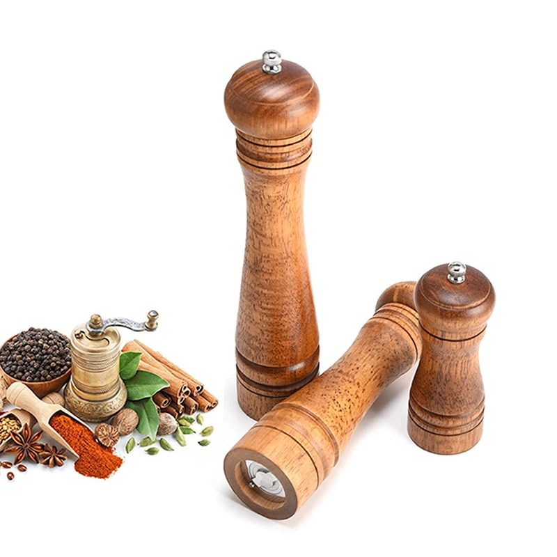

Wooden Manual Pepper Grinder For Steak Cooking Salt Grinding Machine Strong Adjustable Mill Cooking Kitchen Accessories Tools