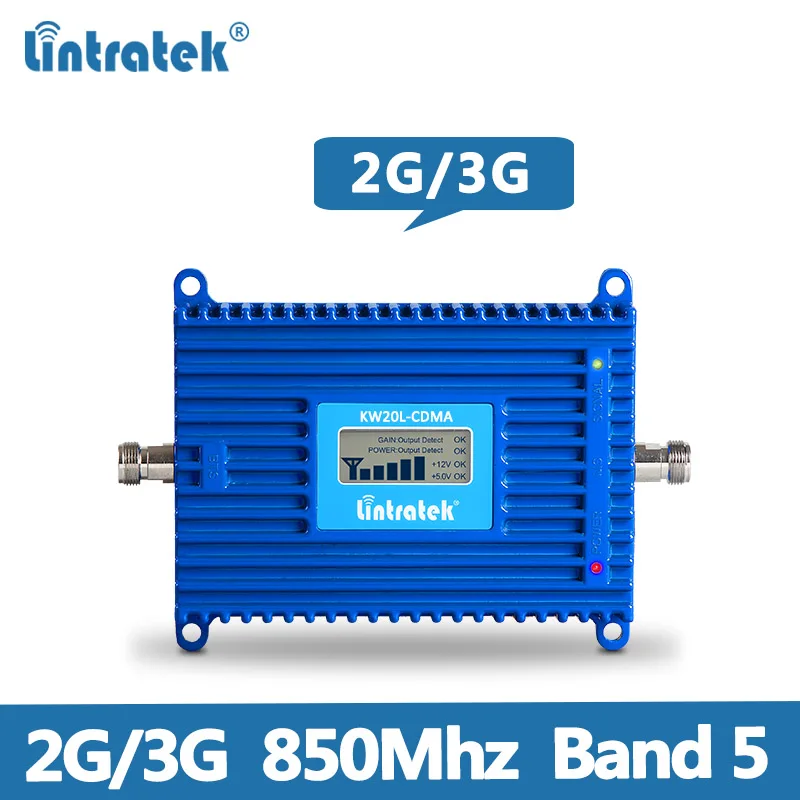 

Lintratek 2G 3G Signal Booster 850MHz Repeater Band 5 CDMA 850MHz Booster GSM Repetidor 3G 70dB AGC Amplificador KW20L-CDMA @5