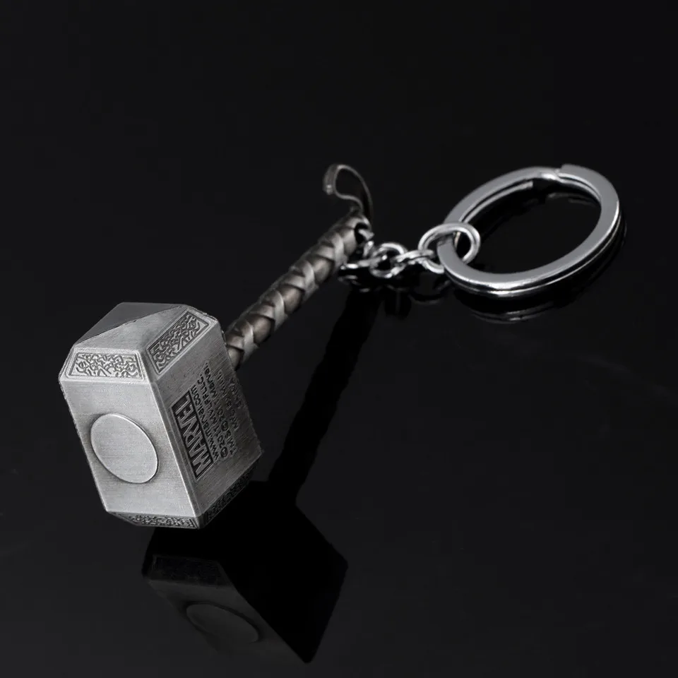 1 pc Vintage Thor Hammer Keychains Avengers for Men Key Rings Movie Key Holder Thor The Dark World Key Finder Bags Key Chain (2)