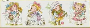 cs-2544 cross stitch kit A Lovely Day Four Little Girls Girl and Flower Flowers SO