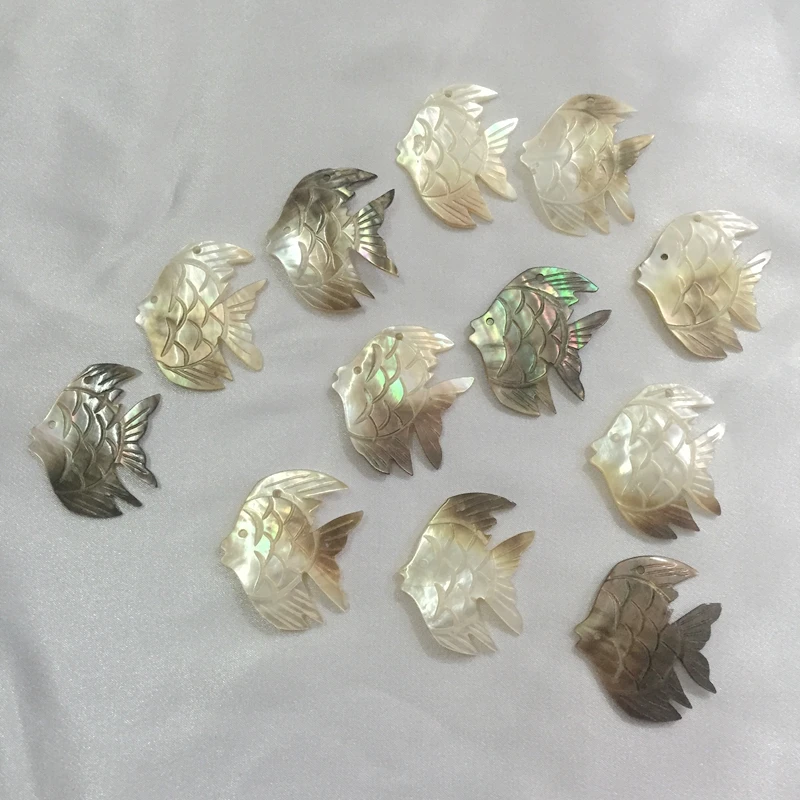 

30*34MM 10Pcs Fish Shape Natural Sea Shell Bead Jewellery Charms Jewelry Pendants