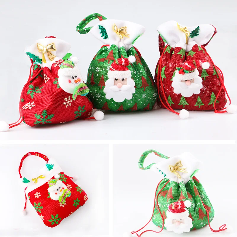 

3pcs/set new non-woven Santa Claus gift bag Christmas candy bag Christmas home: hotel, hotel, decoration