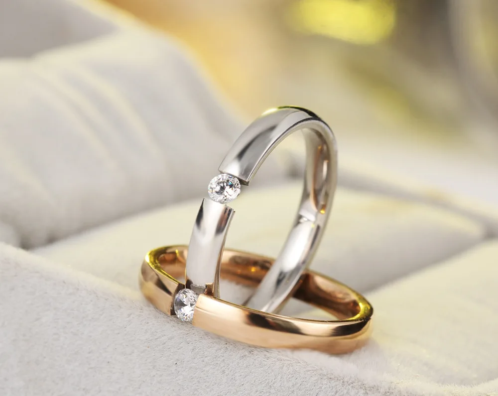 fashion korean style ring gold silver plating ring simple crystal ring