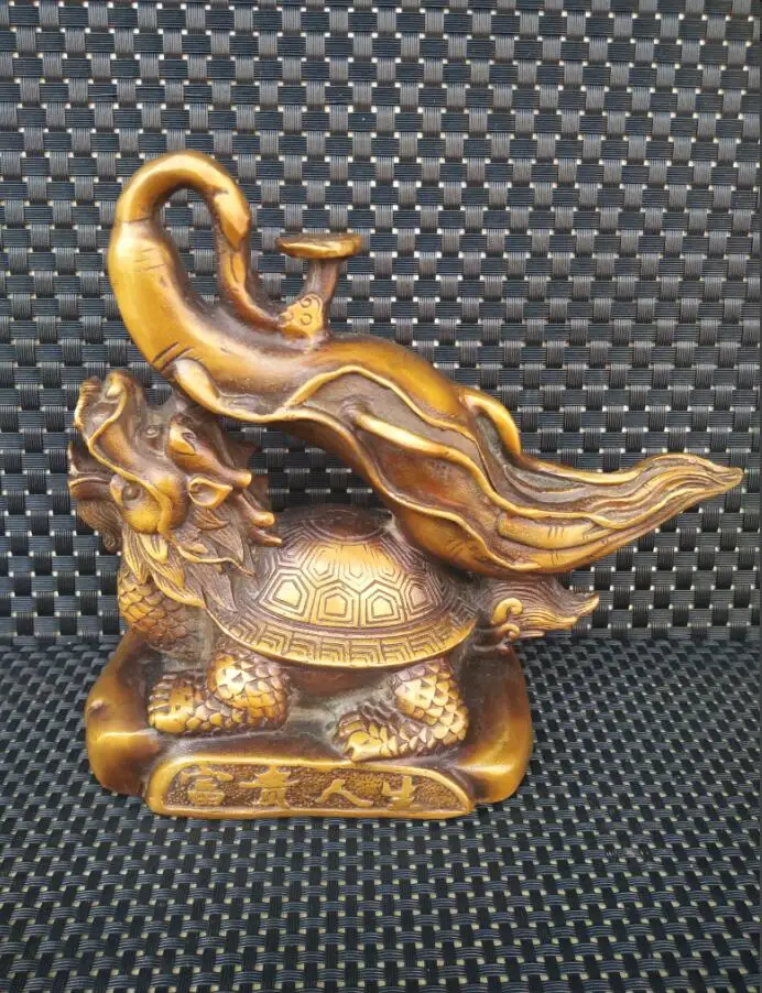 Antique bronze dragon tortue statue, lucky dragon tortue, chanceux
