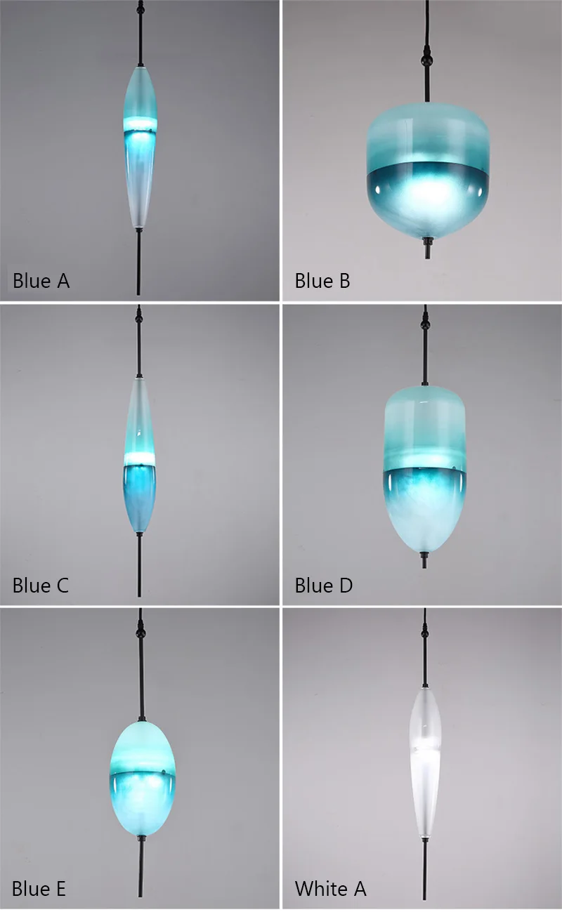 Nordic Art Deco Teardrop-shaped Blue Gradient Glass Pendant Lights LED Modern Simple Hanging Lamp for Dining Living Room Restaurant (21)