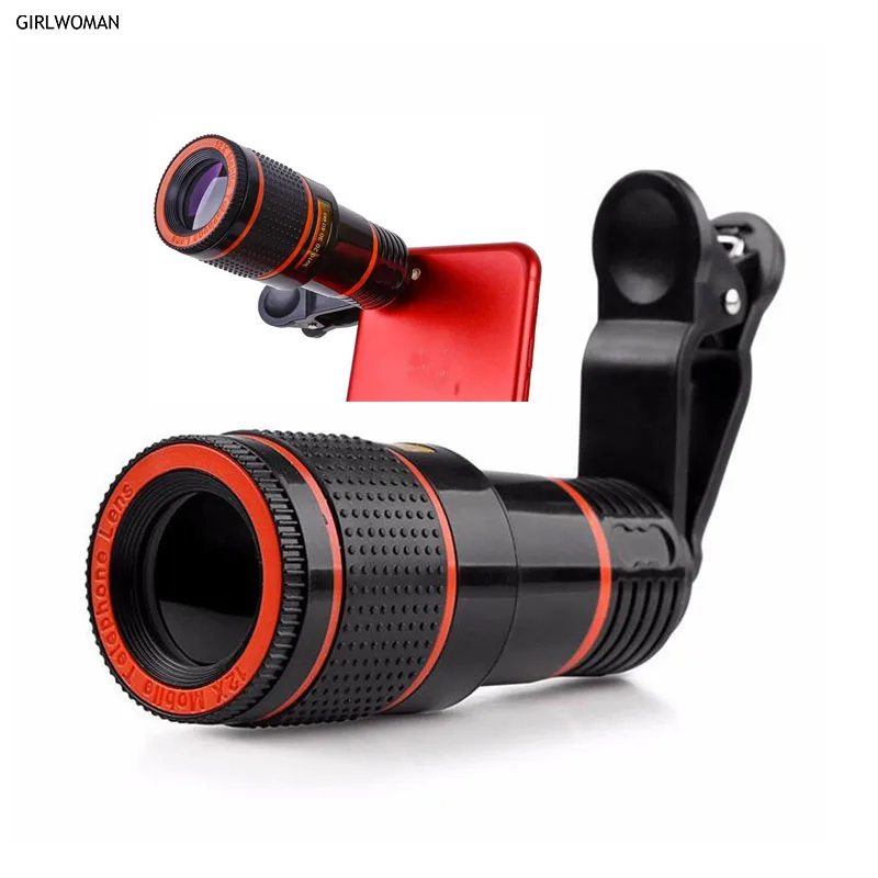 

Girlwoman 12x Zoom Telescope Mobile Phone Camera Lens Clip for iPhone telescope zoom celular telephoto lens football world cup