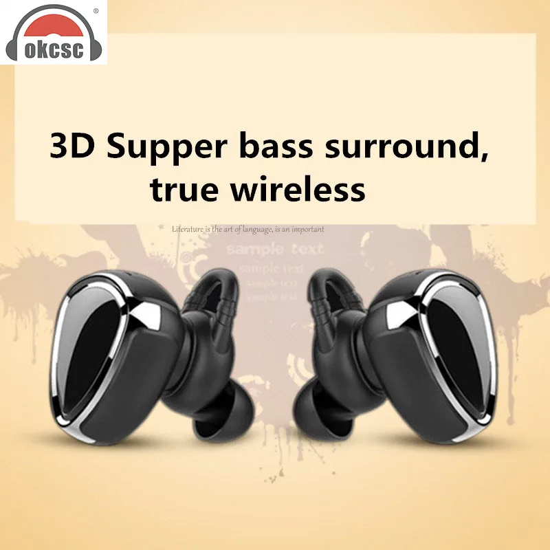 

OKCSC S08 TWS Stereo Bluetooth Earbuds Sport Twins Earphones for Calling Enjoy Music suit Samsung all smartphones