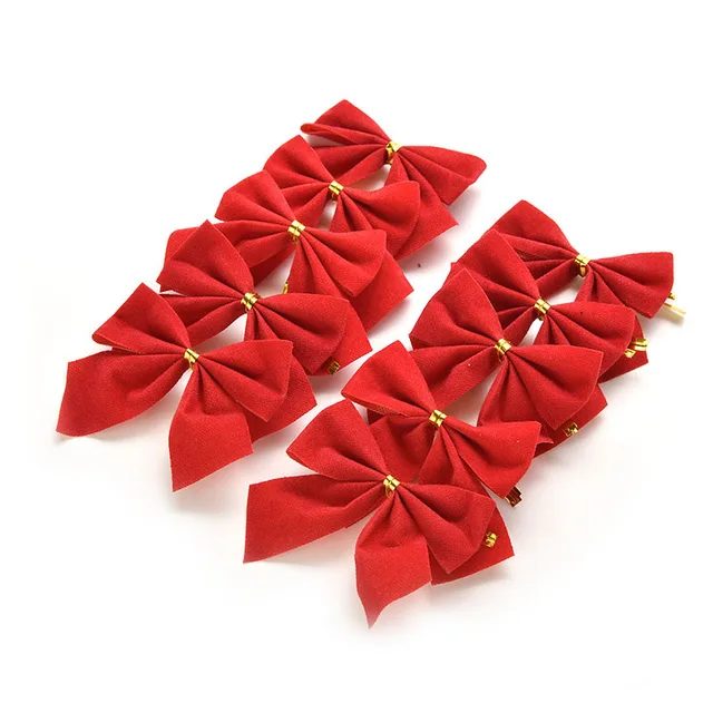 12pcsbag gold red christmas bow flannel xmas tree hanging ornaments cheap navidad christmas decorations - Red Christmas Bows 12pcsbag gold red christmas bow flannel xmas tree hanging ornaments cheap navidad christmas decorations - Red Christmas Bows