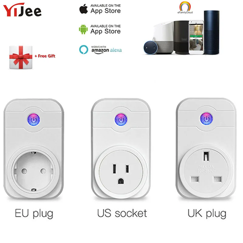 

2.4Ghz Wireless Socket Plug Support Echo Wifi Smart Switch Socket Smart Home Plug Outlet Timing Control EU US UK Standard