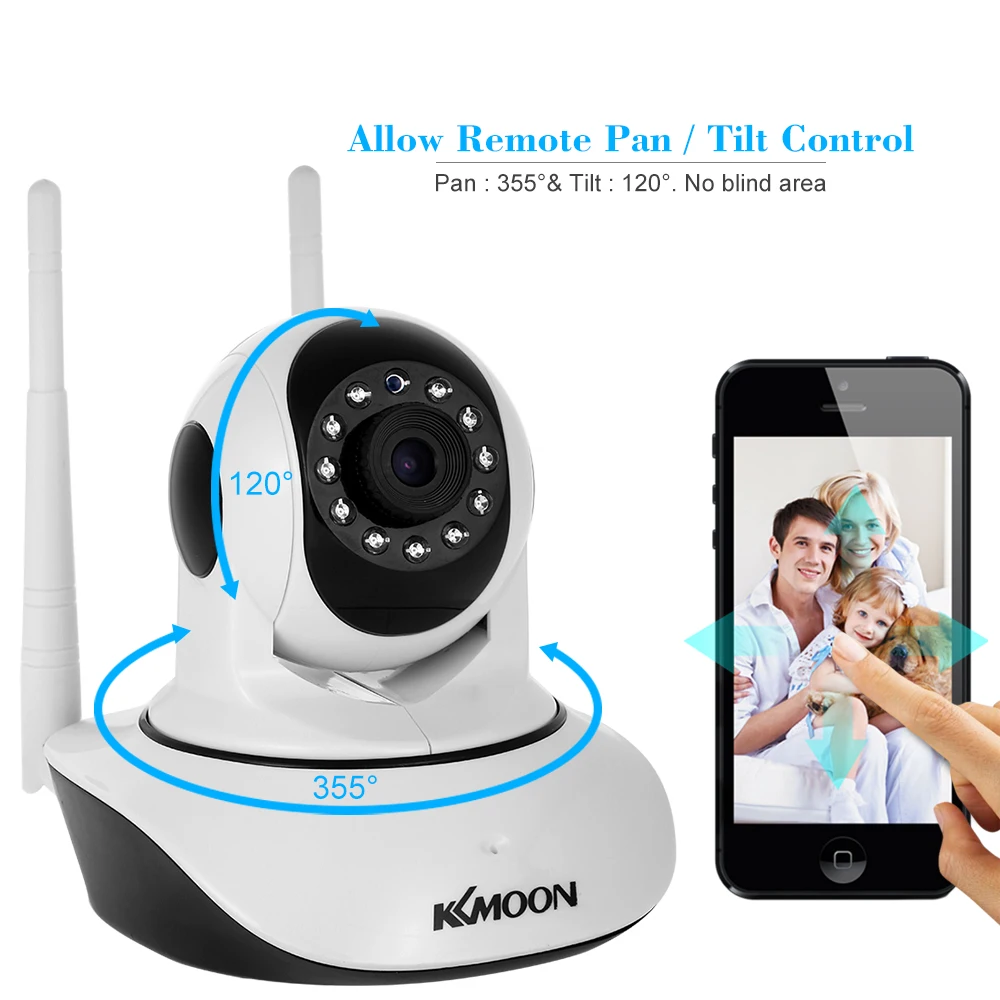 KKmoon 720P Wireless WIFI Pan Tilt PTZ IP Camera CCTV Two-way Audio Night Vision