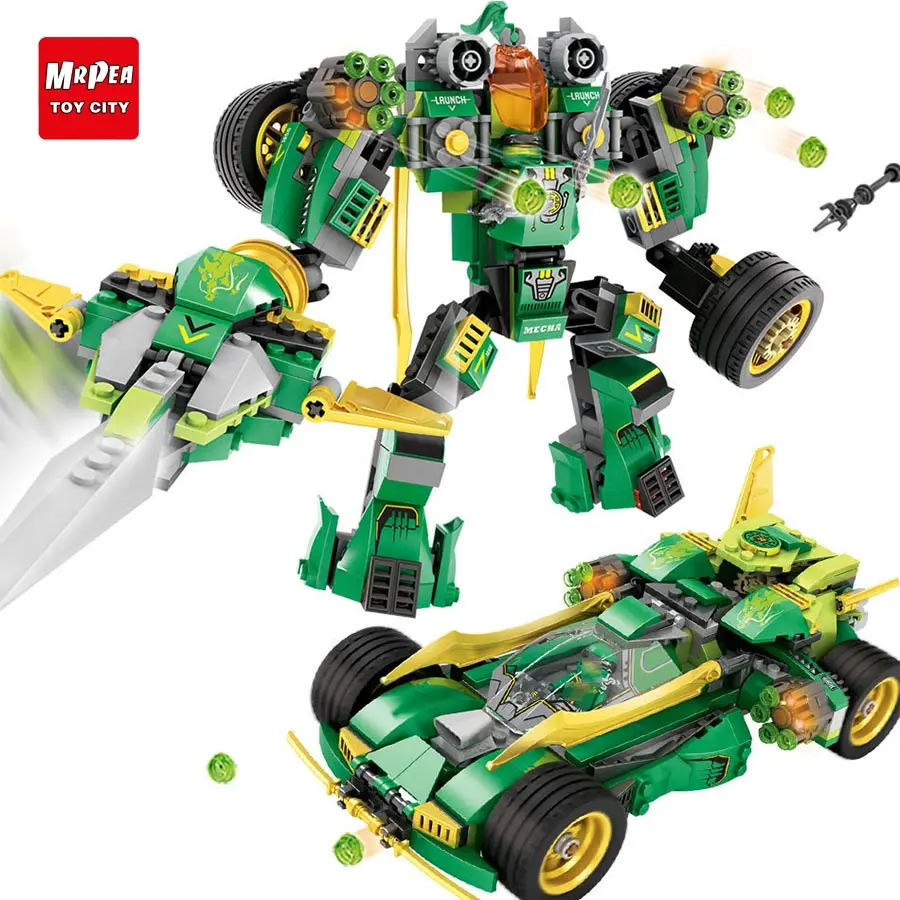 

509pcs 2in1 Transformed Mech Car Building Blocks Compatible Legoed Ninjago Armor Figures Bricks Educational Toys for children