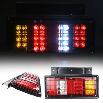 

2x Square Iron frame Rear Stop 40 LED Lights Tail Indicator Lamp Trailer Truck iron frame net cover rear tai