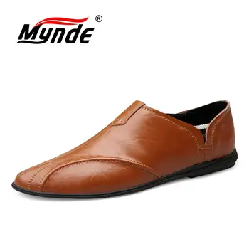 

Vancat 2019 New Men Casual Shoes Leather Men's Loafers Handmade Men's shoes Moccasins Man Flats Slip On Driving Shoes Size 38-47