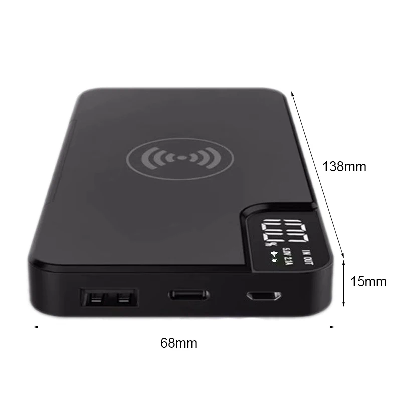 Универсальное 10000 мАч Qi Беспроводное зарядное устройство банк питания цифровой дисплей внешний банк питания для iPhone X XS 8 plus samsung S9 Note 8 7