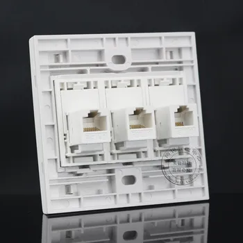 

Dual RJ45 CAT5E LAN Network + One RJ11 Cat3 Telephone Outlet Panel Faceplate