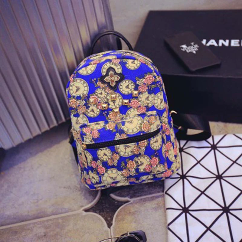 Fashion Cartoon Style Backpacks for Teenage Girls Canvas Mini Backpacks Cute School Bag for Teenagers Girl