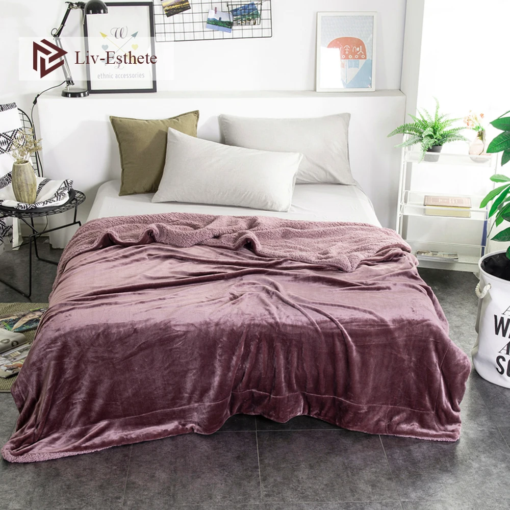 

Liv-Esthete Fashion Thick Sherpa Throw Dark Gray Blanket Weighted Flannel Fleece Blanket Adult All Season For Bed Or Couch 1PCS