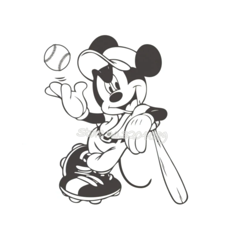 Mickey Mouse Playing Baseball Wall Sticker Vinyl Decal Children S