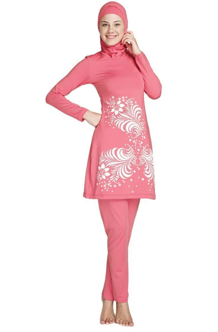 Женская одежда для плавания Lslam хиджаб-купальник женский купальник для плавания мусульманский для плавания одежда Буркини комплекты бикини ислам - Цвет: Золотой