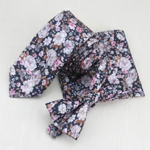 Черный галстук/белый и розовый цветочный узор галстук с квадратным карманом полотенце модные аксессуары для мужчин