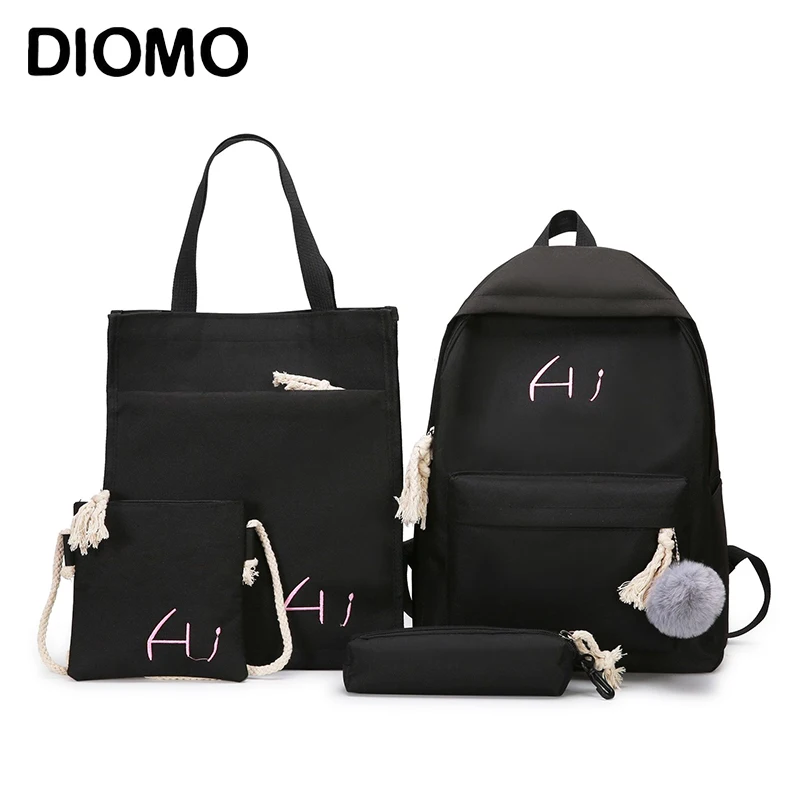 DIOMO школьные сумки 4 шт . набор для девочек подростков холст рюкзак женский