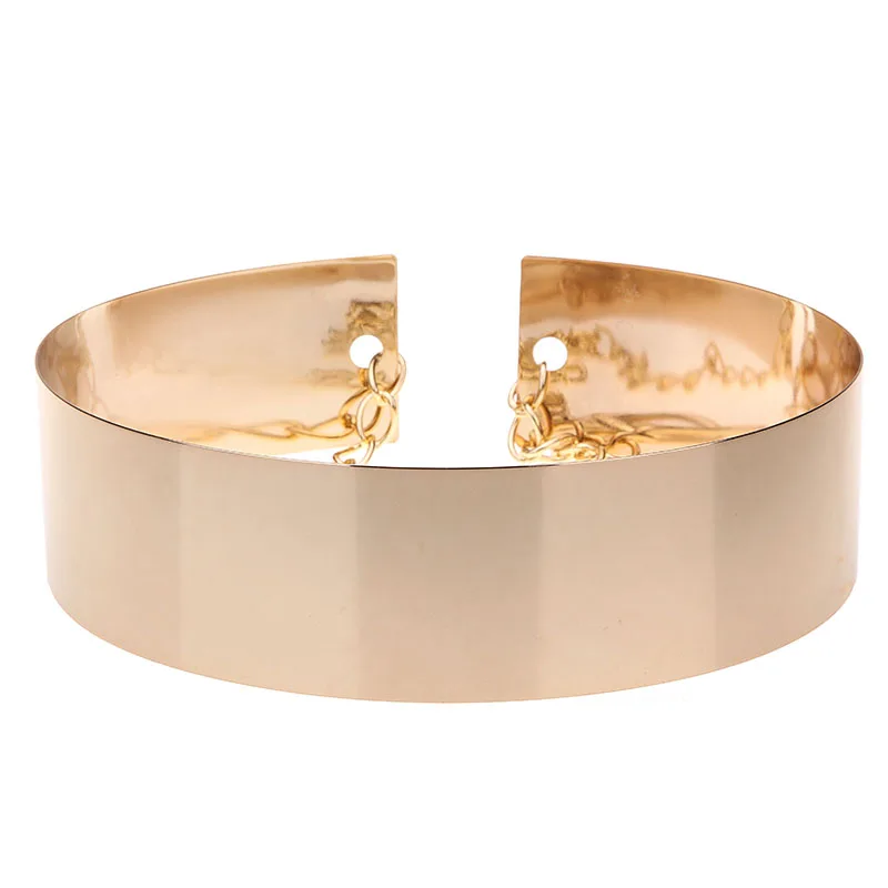 

Seabigtoo 6CM Full Metal Mirror Waist chain Belts for women Metallic Gold Plate Wide belts female golden belt women fashion 2018