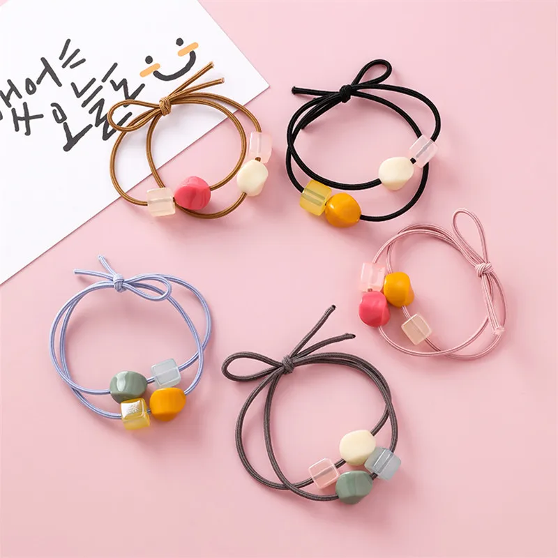 

Woman Square Hair Ties Chic Scrunchy Girl Hair Accessories Candy Color Hair Gum Ponytail Holder Femme Elastic Hairband