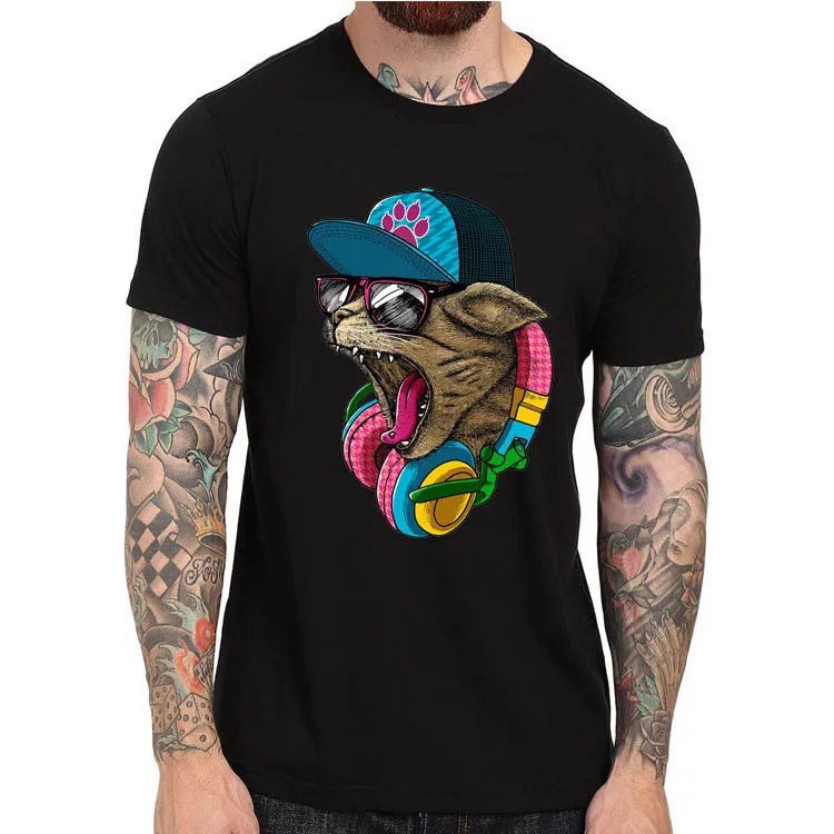 hip hop Men's Fashion Crazy DJ Design T shirt Cool Tops Short Sleeve