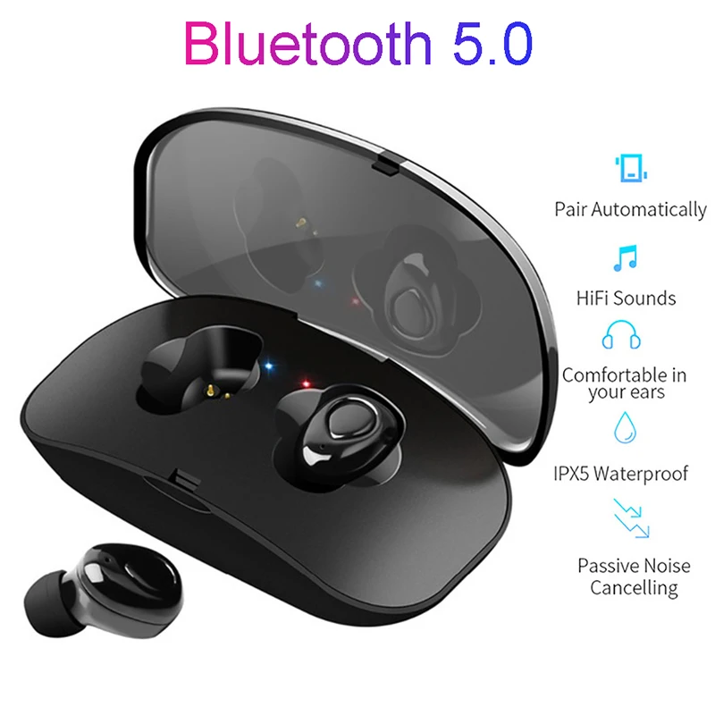 

Bluetooth 5.0 Earphones Headsets X18s TWS Stereo Sweatproof Wireless Sports Earbuds With CVC 6.0 Microphone for Iphone Android