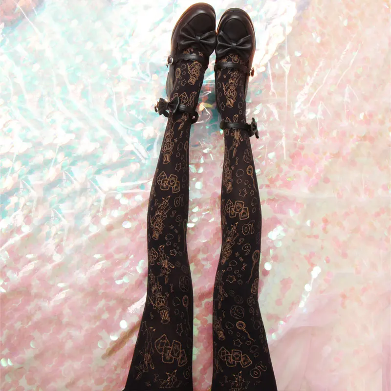 120D бархатные колготки японские Лолита для девочек женские черные