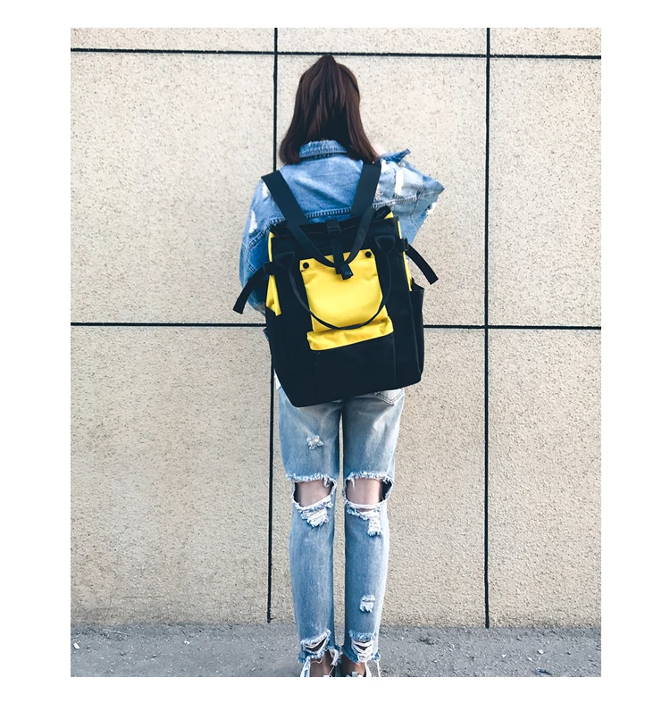 Dual Handbag Student School Bag Street Fashion High Capacity Backpack Wemen Oxford Fashion Men Panelled Hip-Hop Boy backpack02