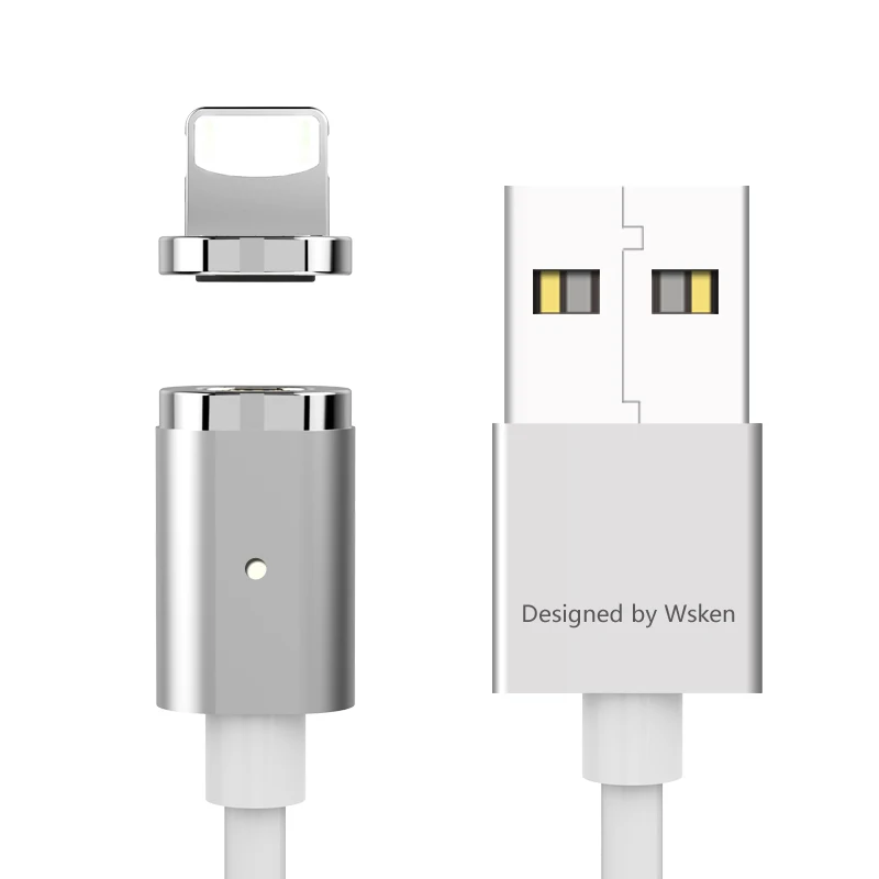 WSKEN X-Cable Mini 2 Магнитный зарядный кабель для Micro USB huawei Xiaomi samsung htc для iPhone 5 6 7 Plus SE - Цвет: For Iphone Silver