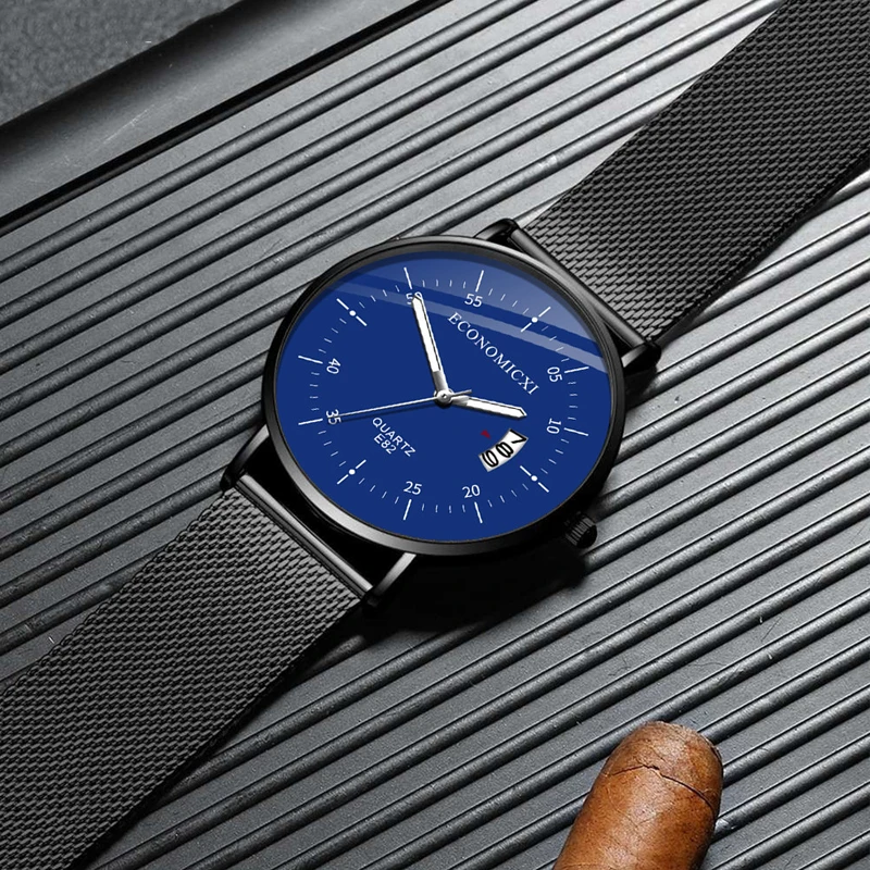 

Casual Watch Simple Design Quartz Fashion Luminous Mens Watches Mesh Strap WristWatch Relogio Masculino Modern Gift