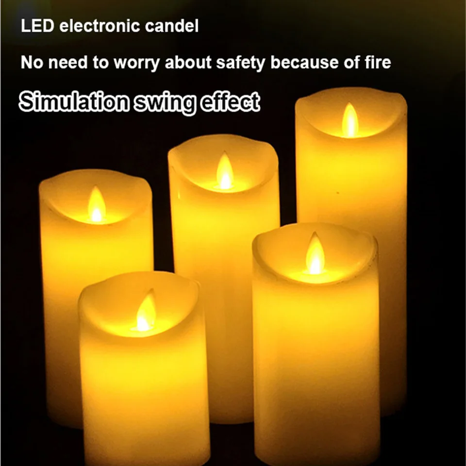 

Remote Control Led Electronic Candles Swing Wedding Decoration Shaking Candele Lighting Cylindrical Simulation Wax Light