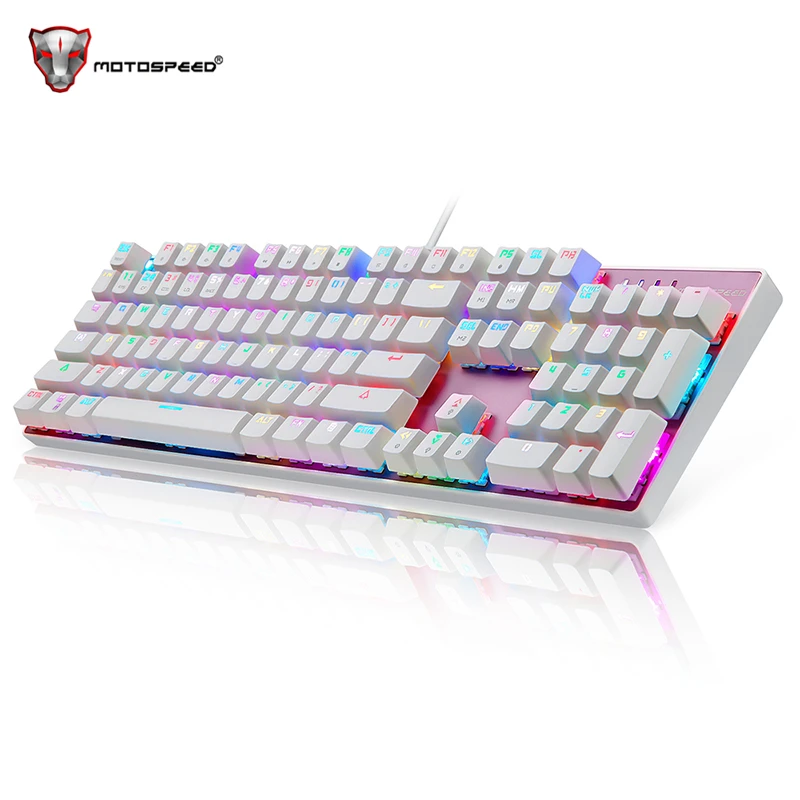 Motospeed CK104 Проводная Механическая клавиатура 104 клавиш RGB синий переключатель