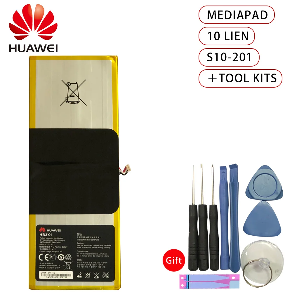 

6400mAh battery Huawei MediaPad 10 Link S10-201wa S10-201WA 201u 231U 231w Tablet PC HB3484V3EAW-12/HB3X1 Batteries +tools