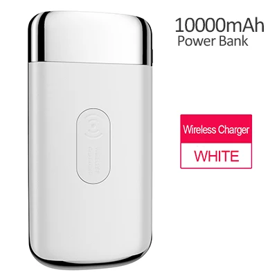 NEW Qi Wireless Charger 10000mAh Power Bank Dual USB Fast Charger External Battery Powerbank For iphone 8 X phones - Цвет: White
