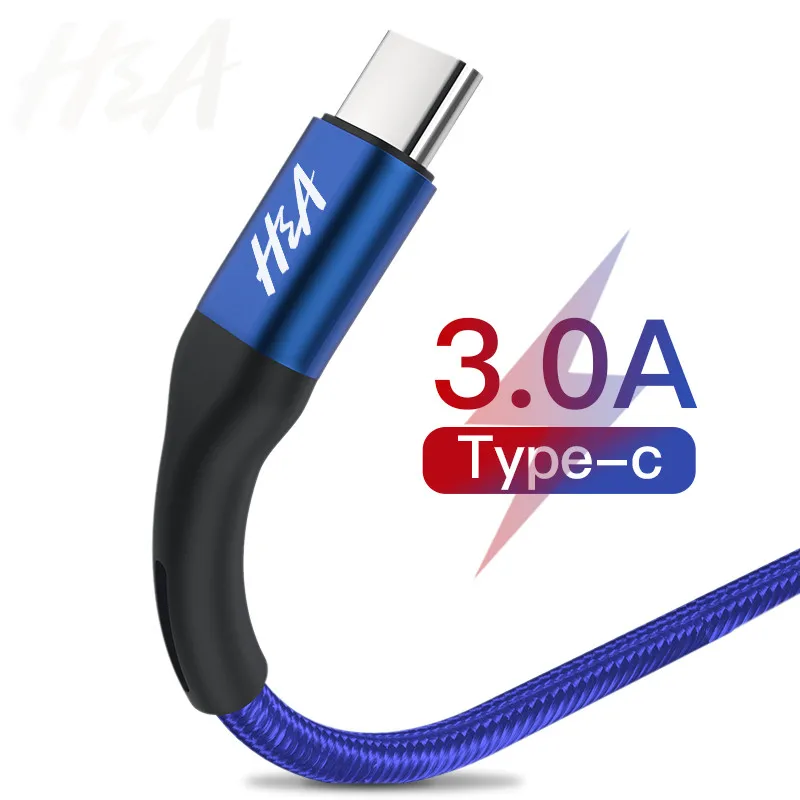 H & A USB نوع C كابل علامة هواوي P30 زميله 10 20 لايت USB C الهاتف المحمول كابل شحن سريع نوع C كابل ل USB نوع-C الأجهزة