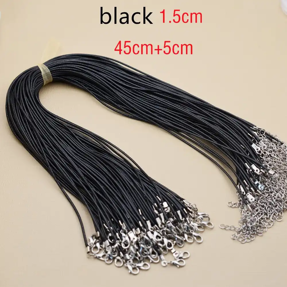 YUE QIN 100 Piezas Cuerda Collar Negro Waxed Cuerda de Collar 1.5 mm de Cord/ón de Cuero Trenzado Negro para Pulsera de Bricolaje Collar Fabricaci/ón de Joyas