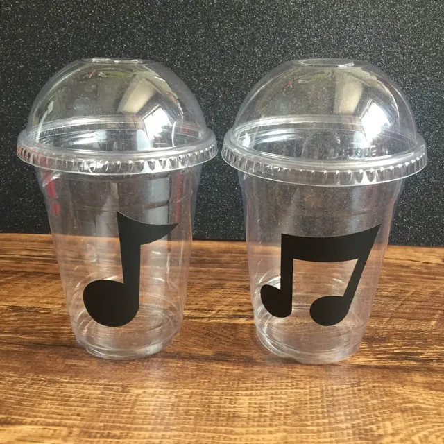 Sticker Clear Disposable Music Note Cups 12oz Treble Clef Party Cups