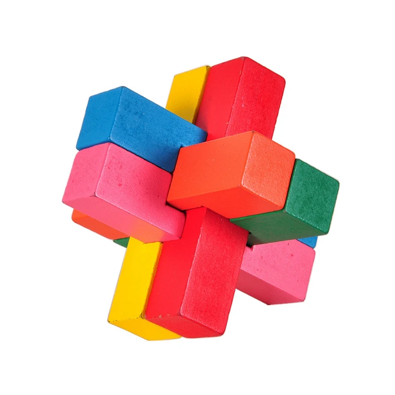 6Pcs Brain Teaser Puzzles Kong Ming Lock Color Slide Puzzle Wooden Interlocking Burr Game Toy For Adults Kids Small Size | Игрушки и