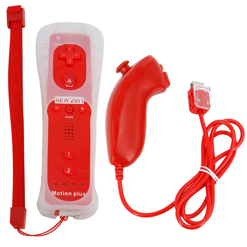40 комплектов дистанционного геймпада+ Nunchuk Встроенный Motion Plus для wii Gamepads с защитным силиконовым чехлом и ремешком