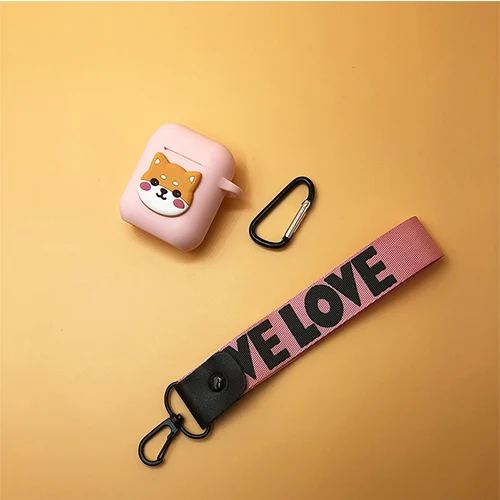 pink dog Милый силиконовый чехол для Apple Airpods, чехол, аксессуары, Bluetooth наушники, 1, 2, чехол, защитное украшение, сумка, чехол, ремешок - Цвет: pink dog
