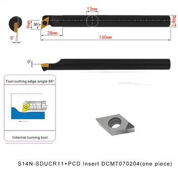 

S14N-SDUCR07+PCD INSERT DCMT070204 1pc Turning Insert CNC Lathe Metal Indexable Internal Turning Toolholder Set