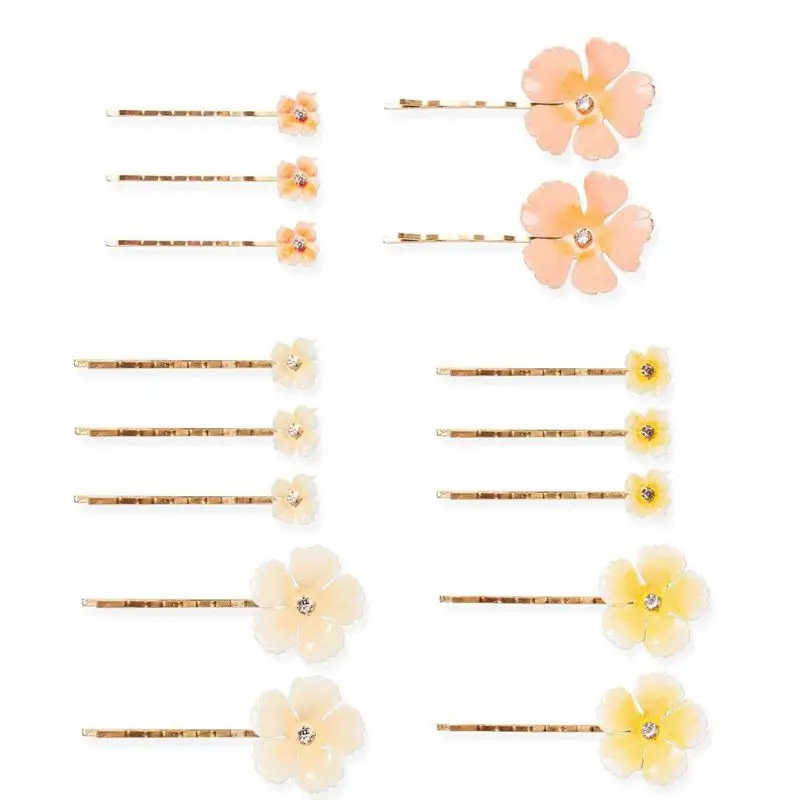 Flower Bridal Hair Pins Enamel Floral Wedding Hair Accessories Boho Hair Clips