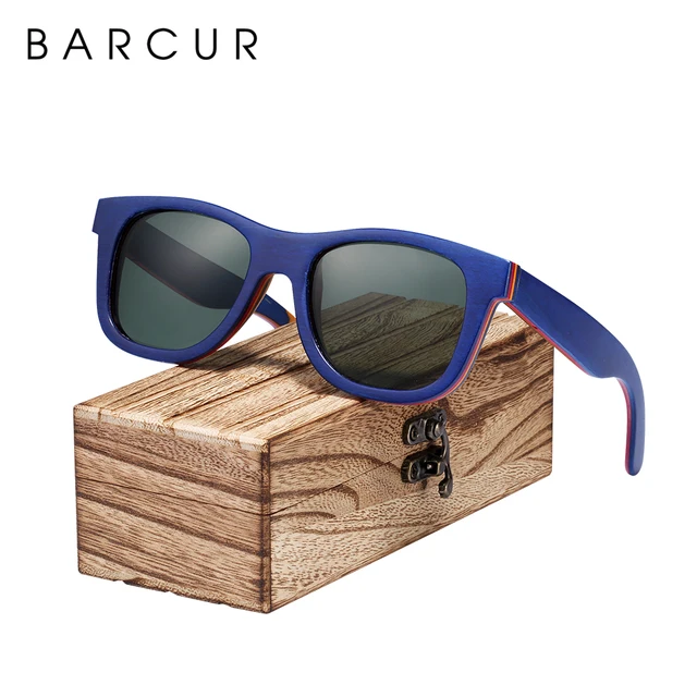 US $20.50 BARCUR Skateboard Wood Sunglasses Eyeglasses Polarized for Men/WomenWood Sunglasses Skateboard Real